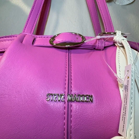 Steve Madden Hot Pink Shoulder Tote with Charm - Picture 9 of 10